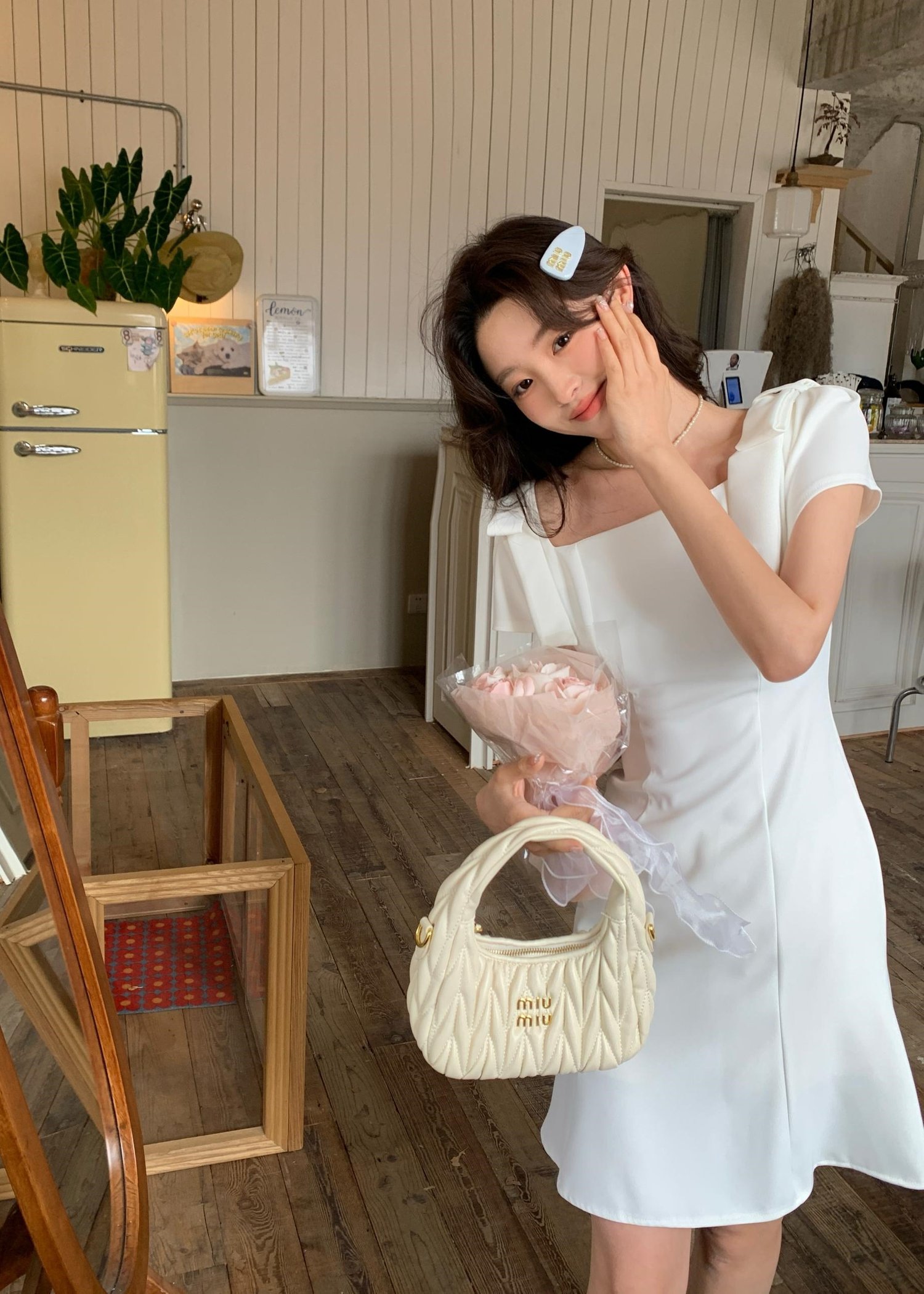 (DEFECT) L' Amour Roman Flare Mini Dress in White