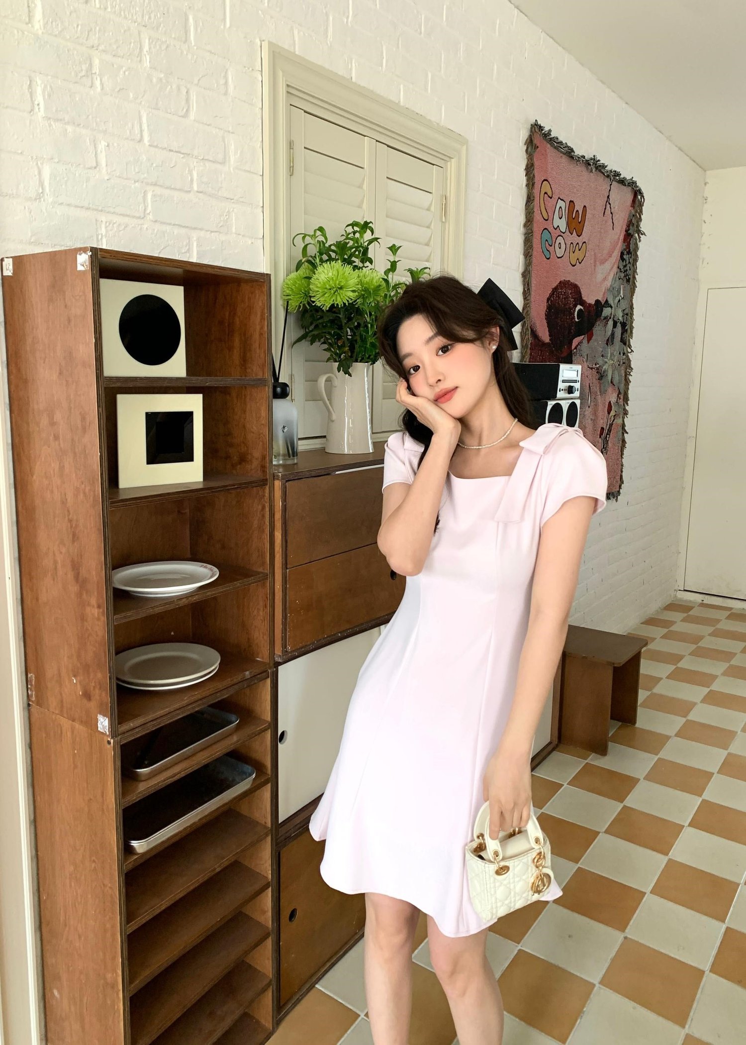 (DEFECT) L' Amour Roman Flare Mini Dress in Pink
