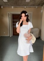 (DEFECT) L&#039; Amour Roman Flare Mini Dress in White