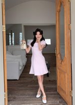 (DEFECT) L&#039; Amour Roman Flare Mini Dress in Pink