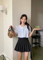 Jollie Pleated Mini Skort in Black