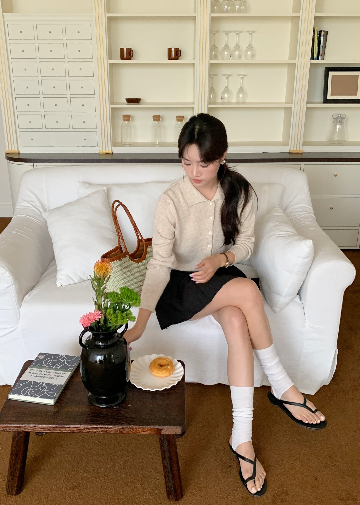 Hestie Basic Cardigan in Oat