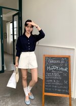 Hestie Basic Cardigan in Navy Blue