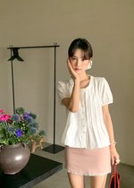 Anne Pearl Buttoned Blouse in White