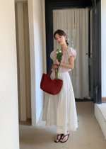Lacey Flare Long Skirt in White