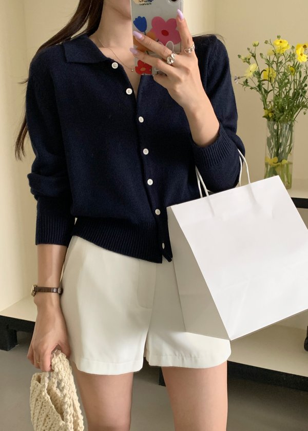 Hestie Basic Cardigan in Navy Blue