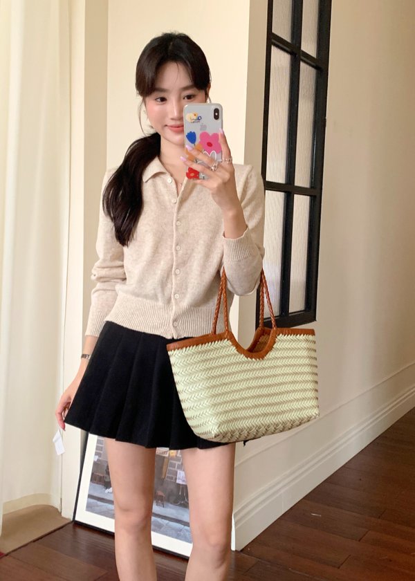 Jollie Pleated Mini Skort in Black