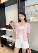 Tiana Pearl Buttoned Knit Top in Baby Pink