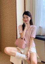 Tiana Pearl Buttoned Knit Top in Baby Pink
