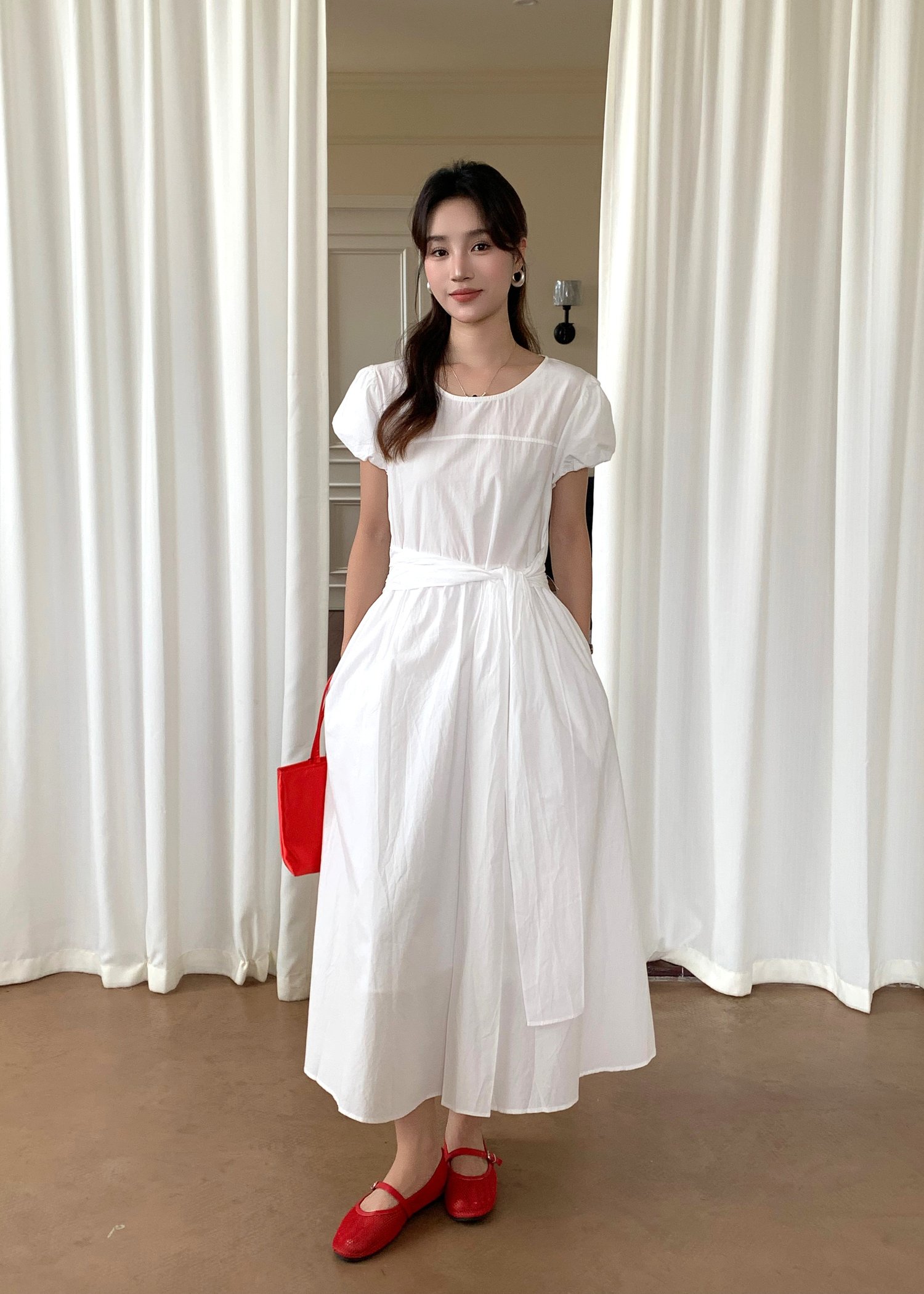 Ainsley Ribbon Maxi Dress in White