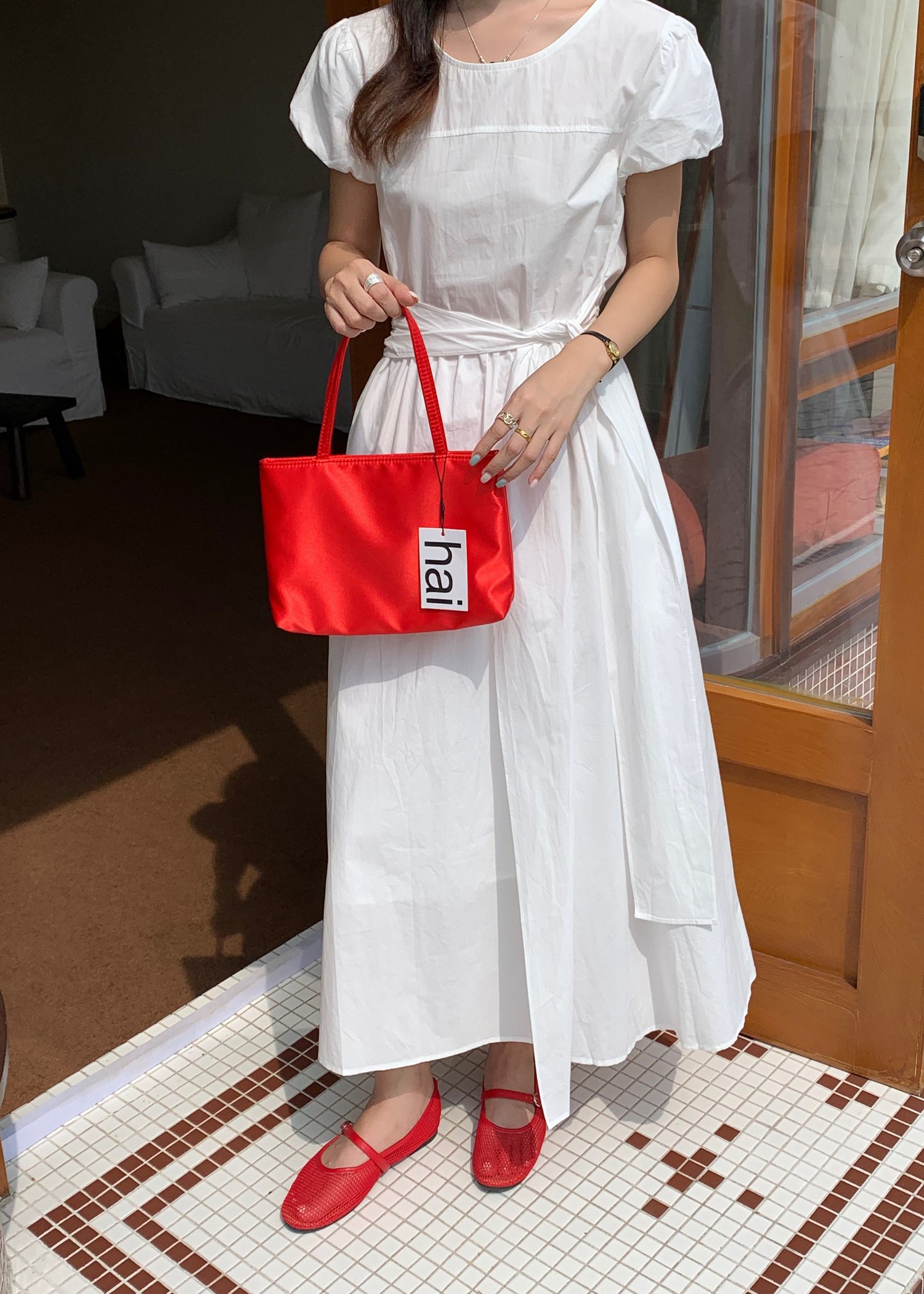 Ainsley Ribbon Maxi Dress in White