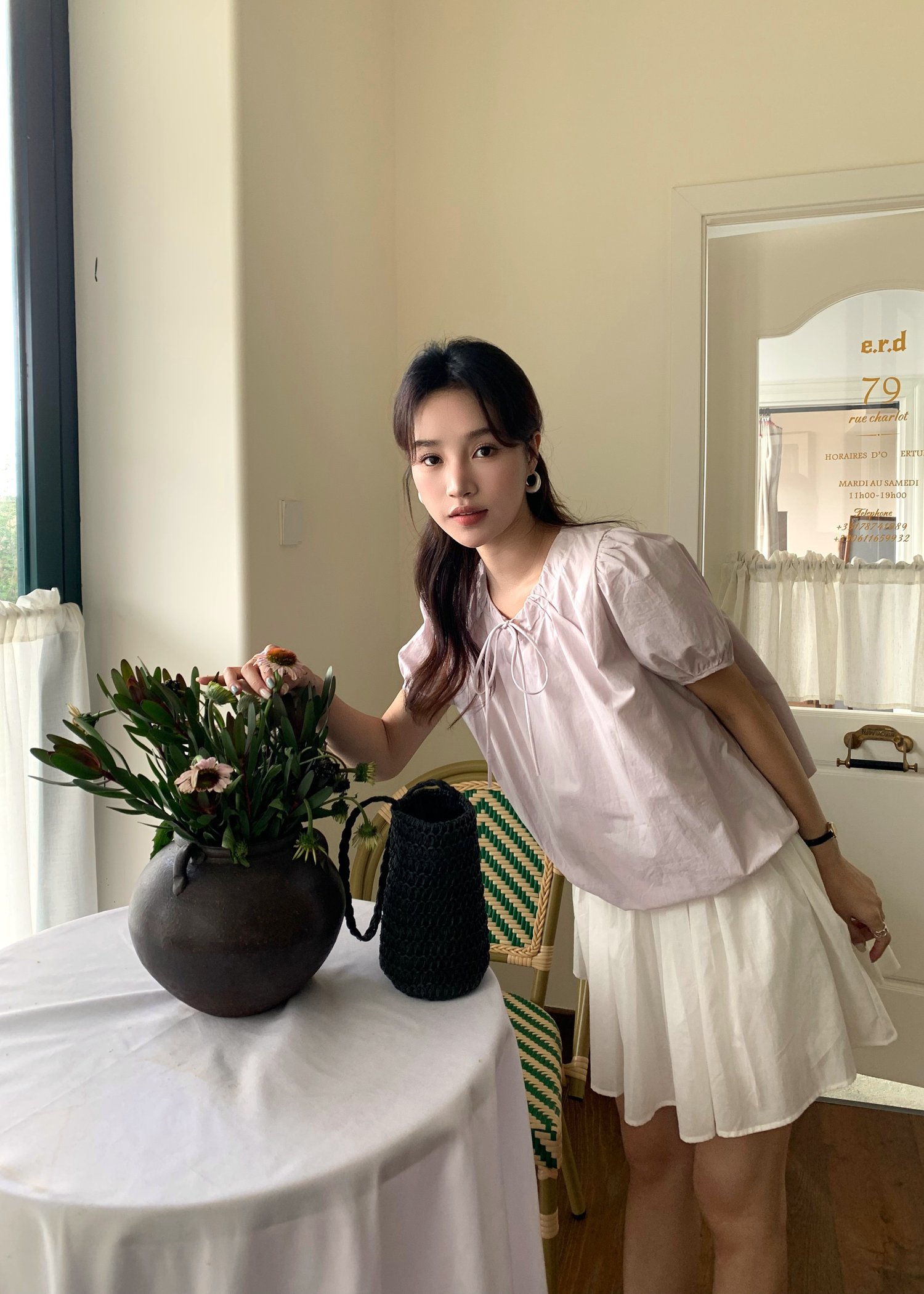 Joan Ribbon Puffy Top in Yam