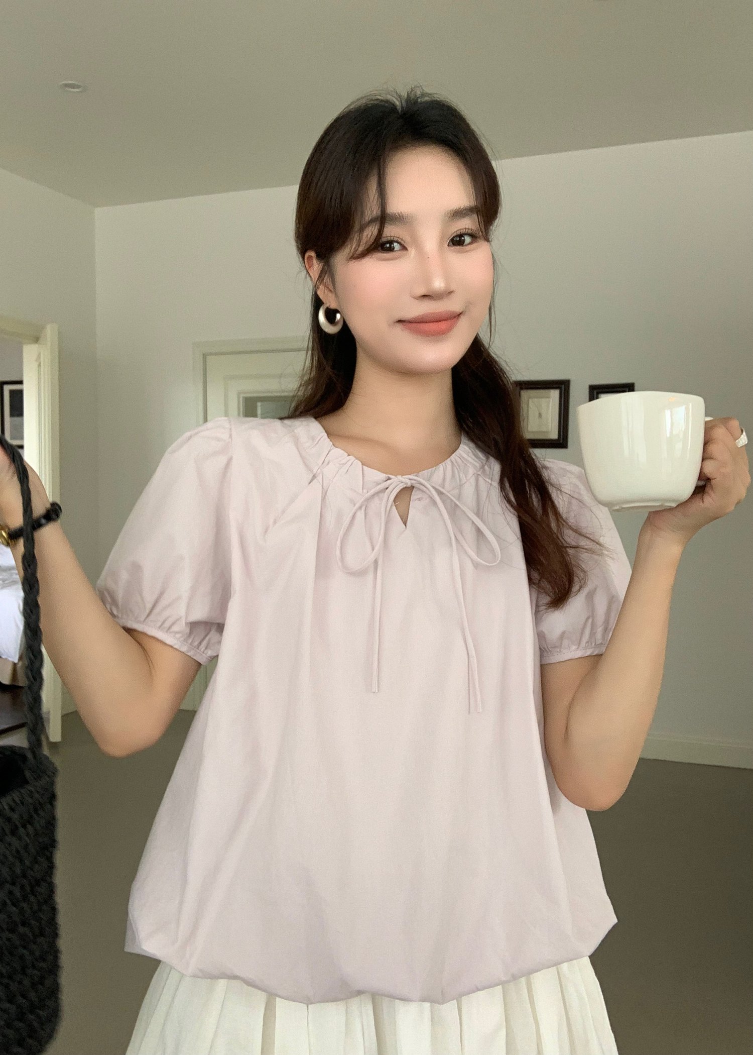 Joan Ribbon Puffy Top in Yam