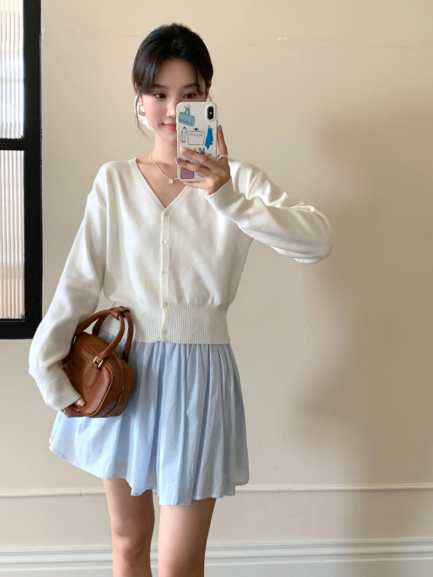 Elena Long Sleeve Knit Top in White
