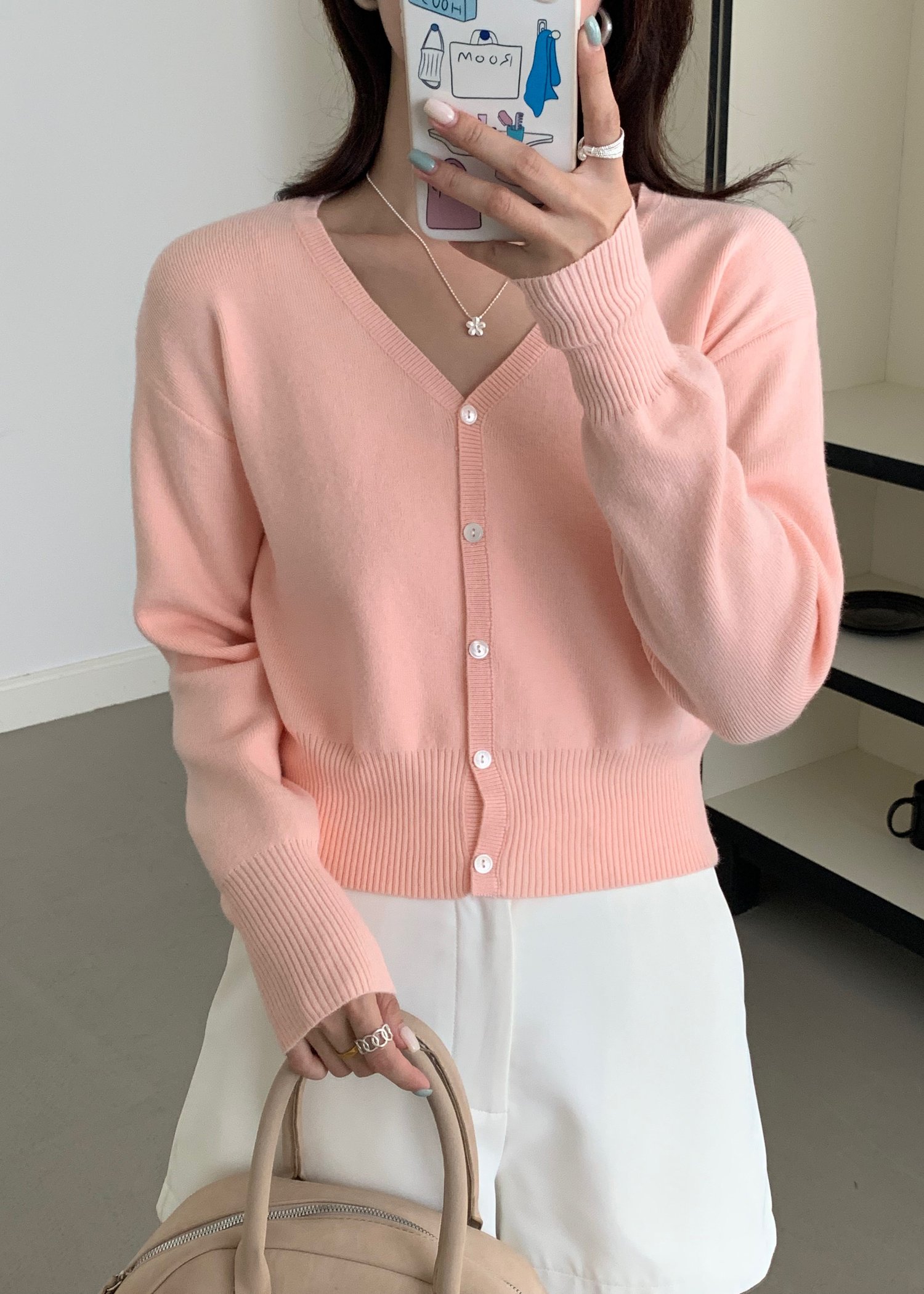 Elena Long Sleeve Knit Top in Peach