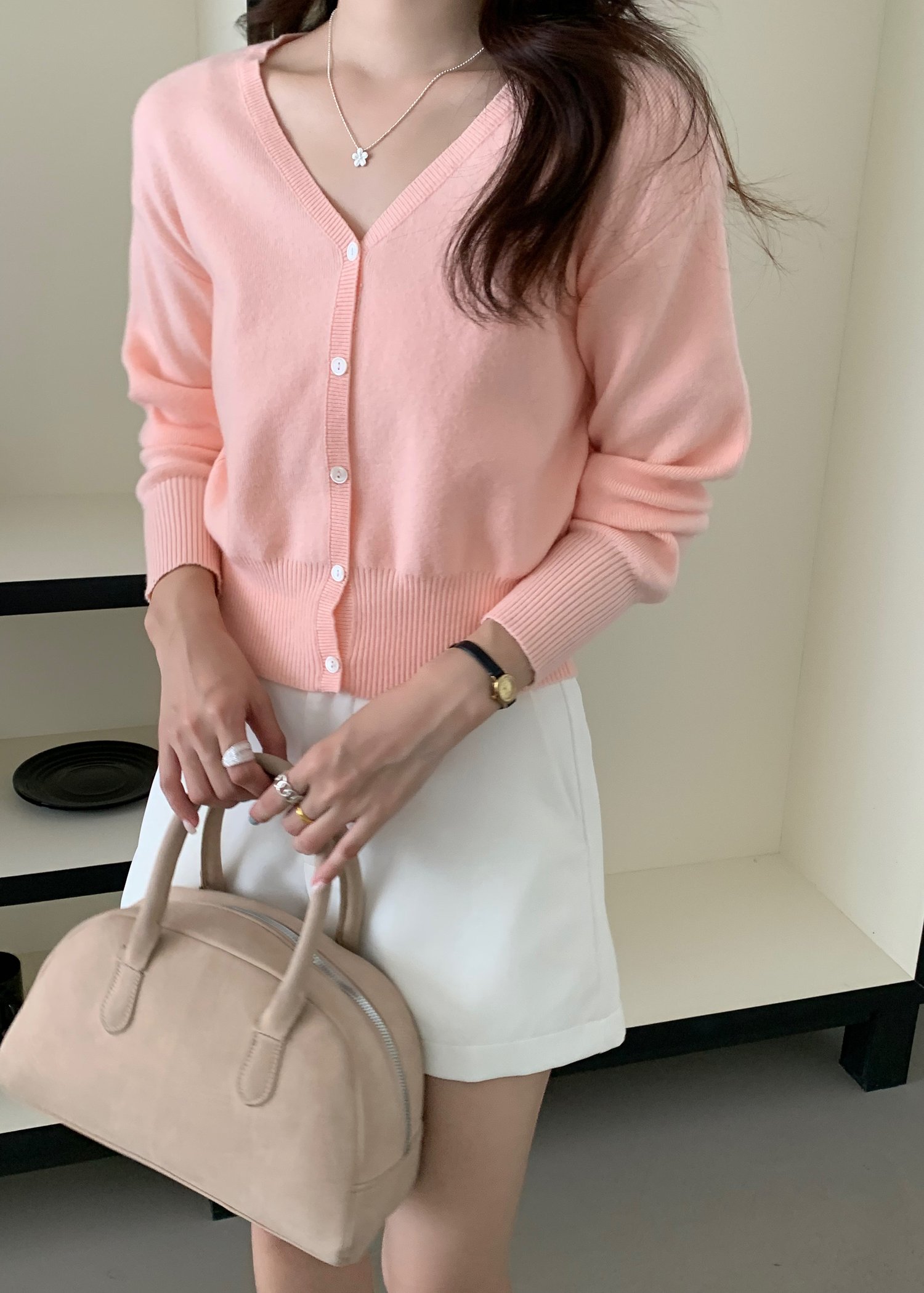 Elena Long Sleeve Knit Top in Peach