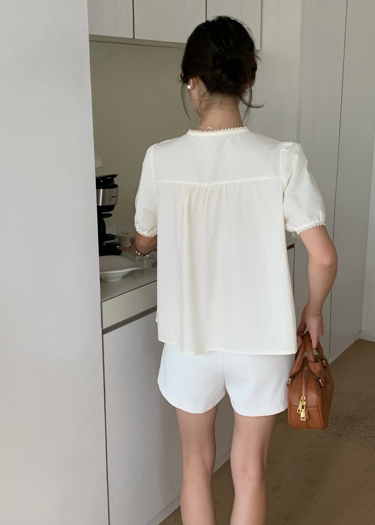 Joleen Ribbon Eyelet Blouse in Butter