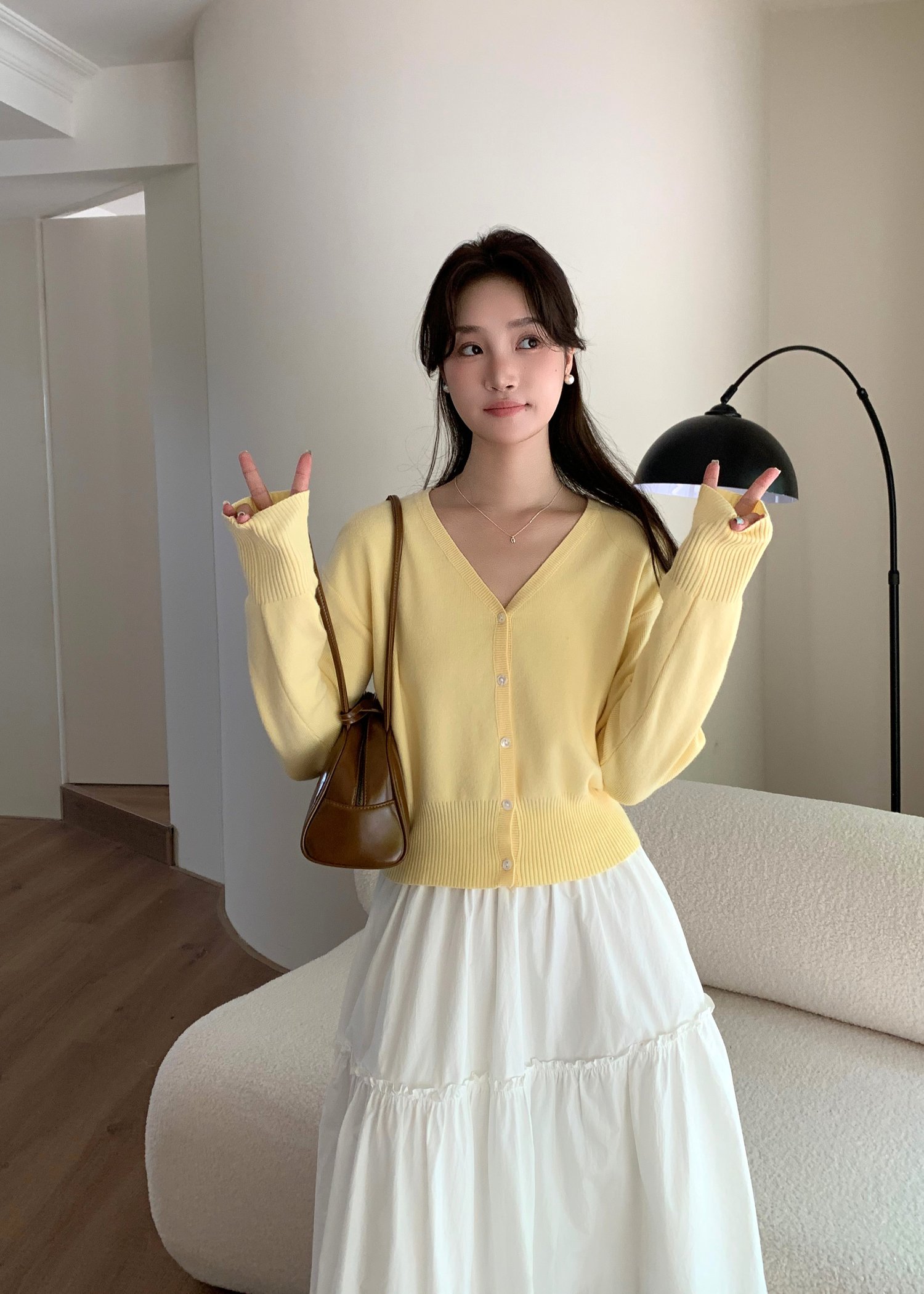 Elena Long Sleeve Knit Top in Yellow