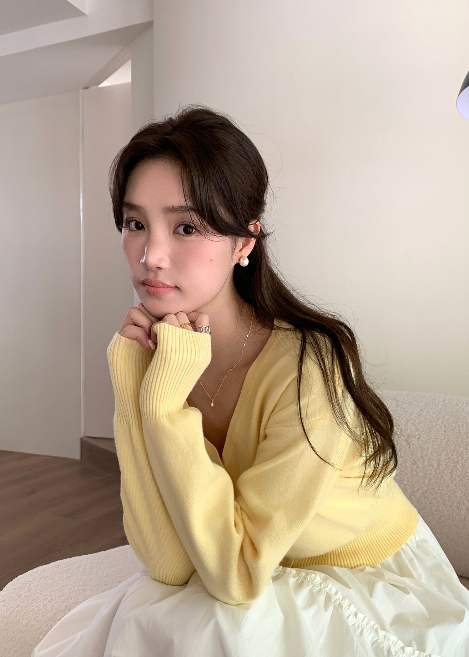 Elena Long Sleeve Knit Top in Yellow