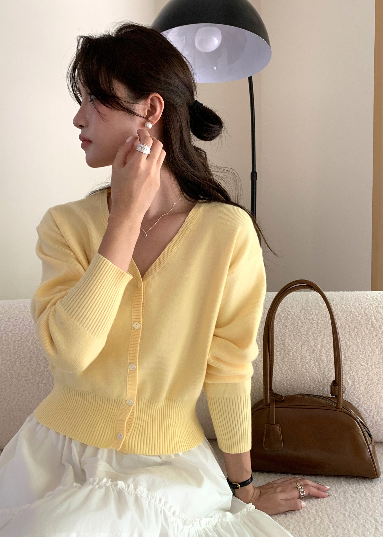 Elena Long Sleeve Knit Top in Yellow