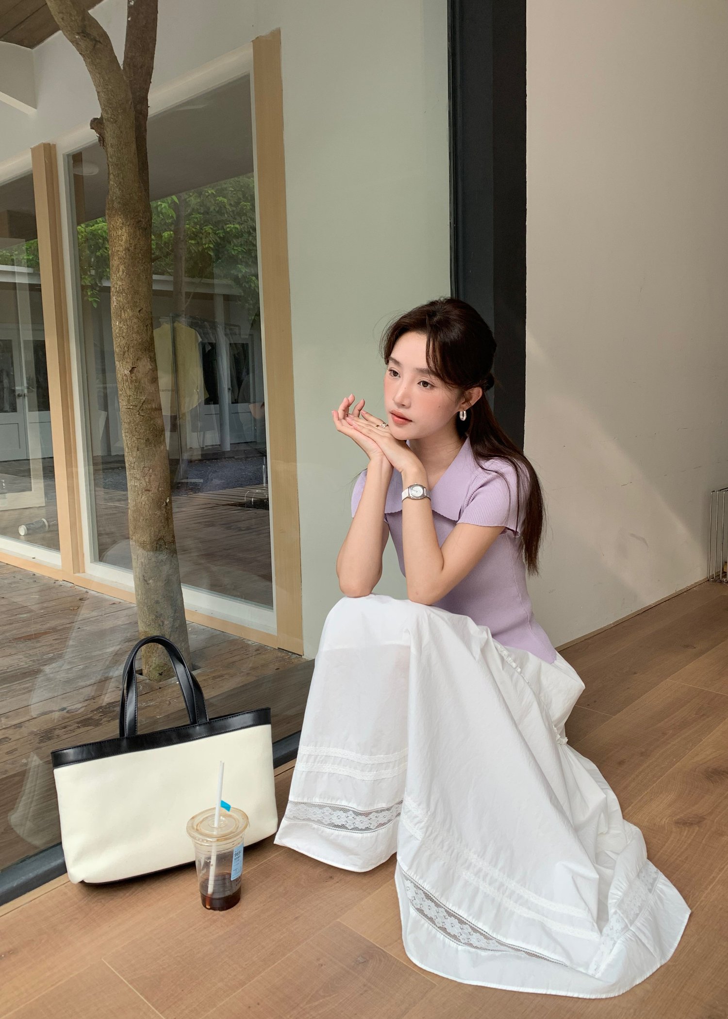 Daily Collar Basic Knit Top in Baby Yam