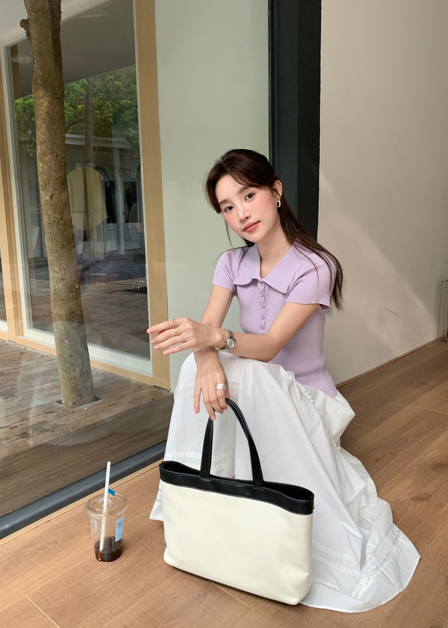 Daily Collar Basic Knit Top in Baby Yam