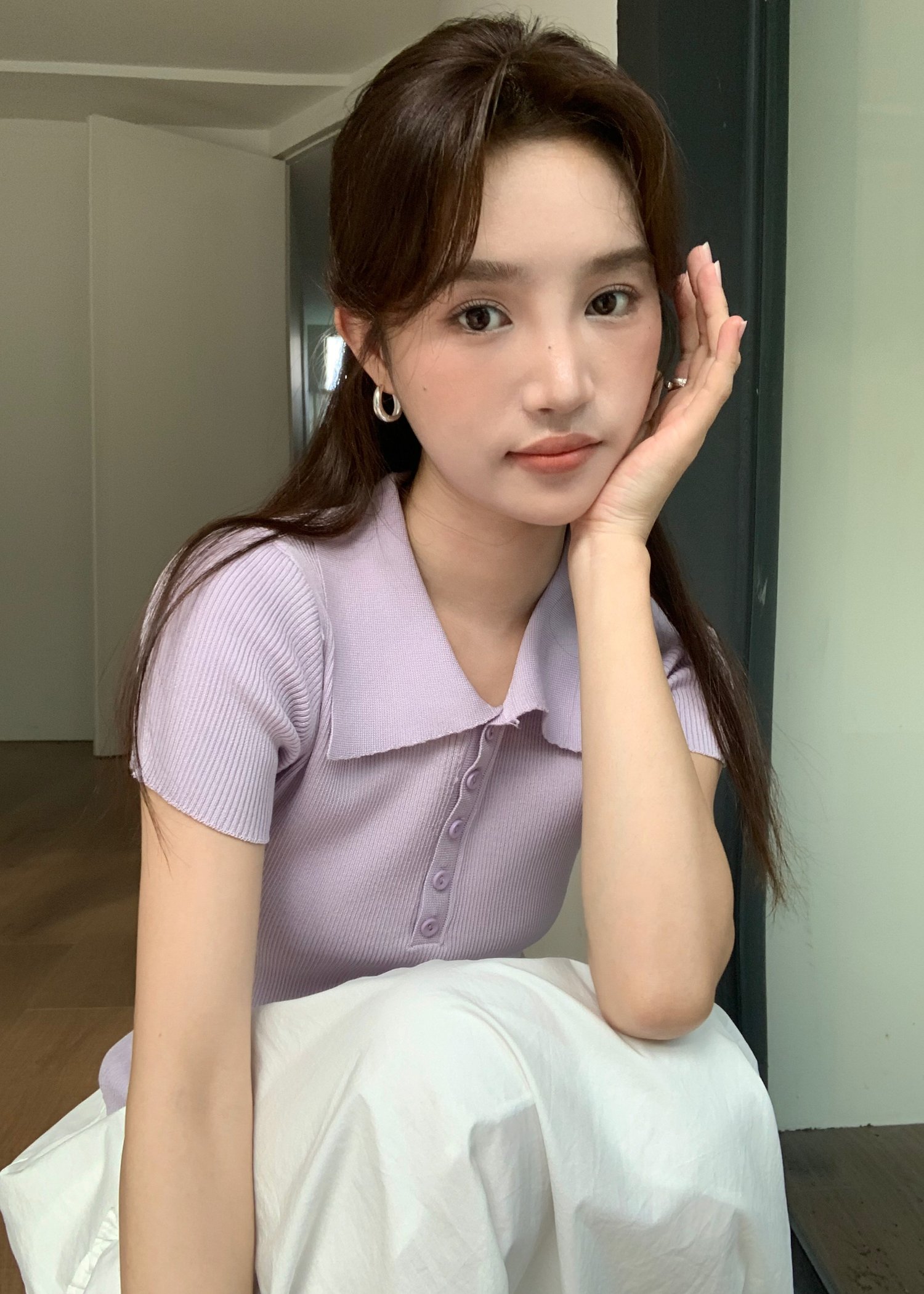 Daily Collar Basic Knit Top in Baby Yam