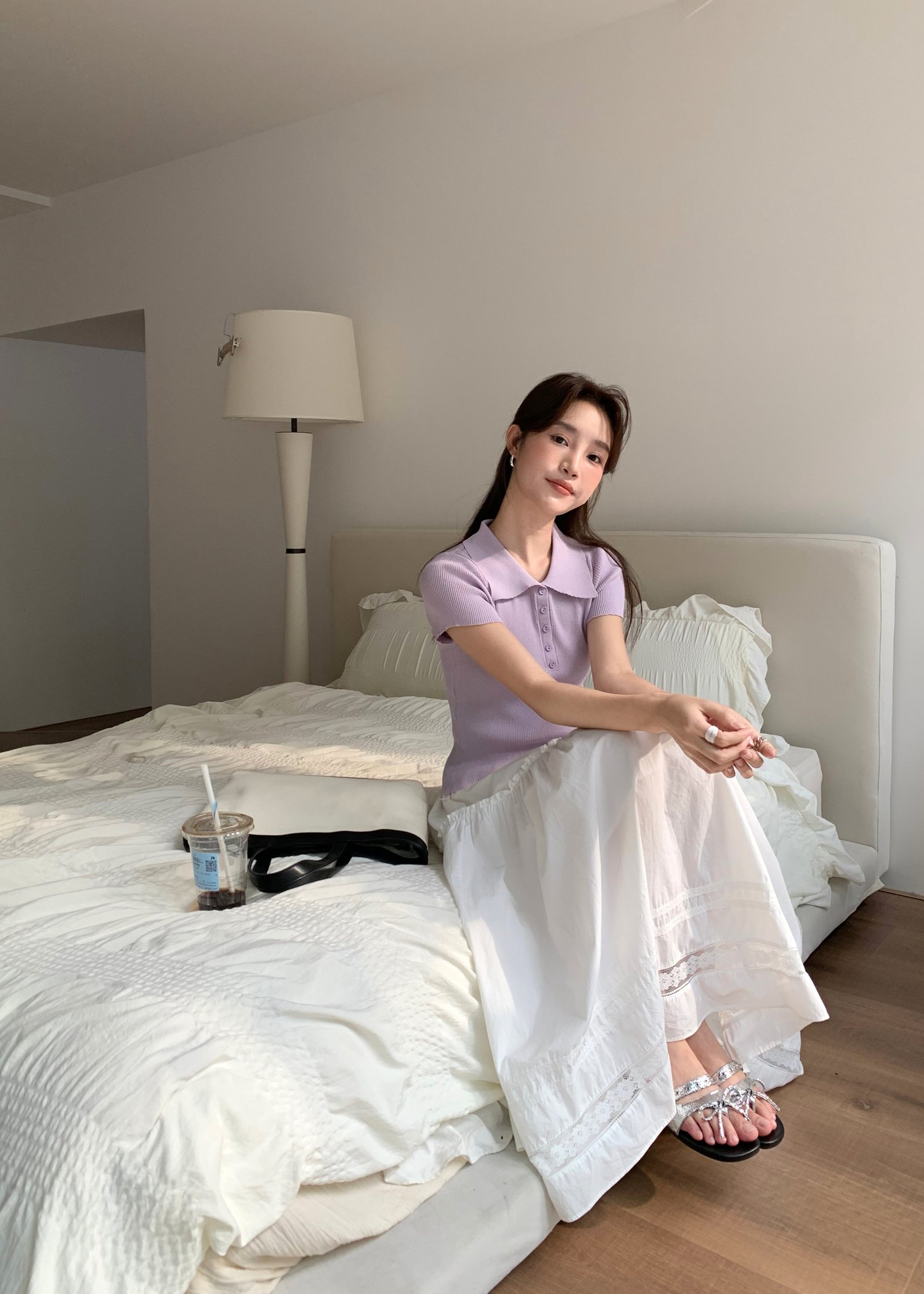 Daily Collar Basic Knit Top in Baby Yam