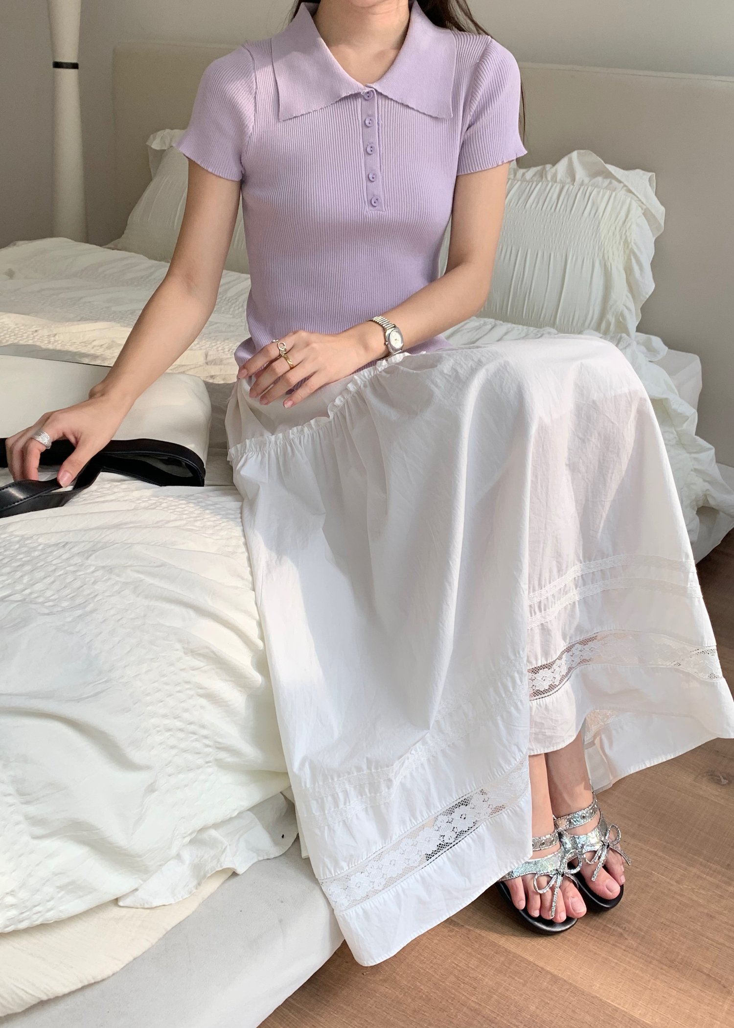Daily Collar Basic Knit Top in Baby Yam