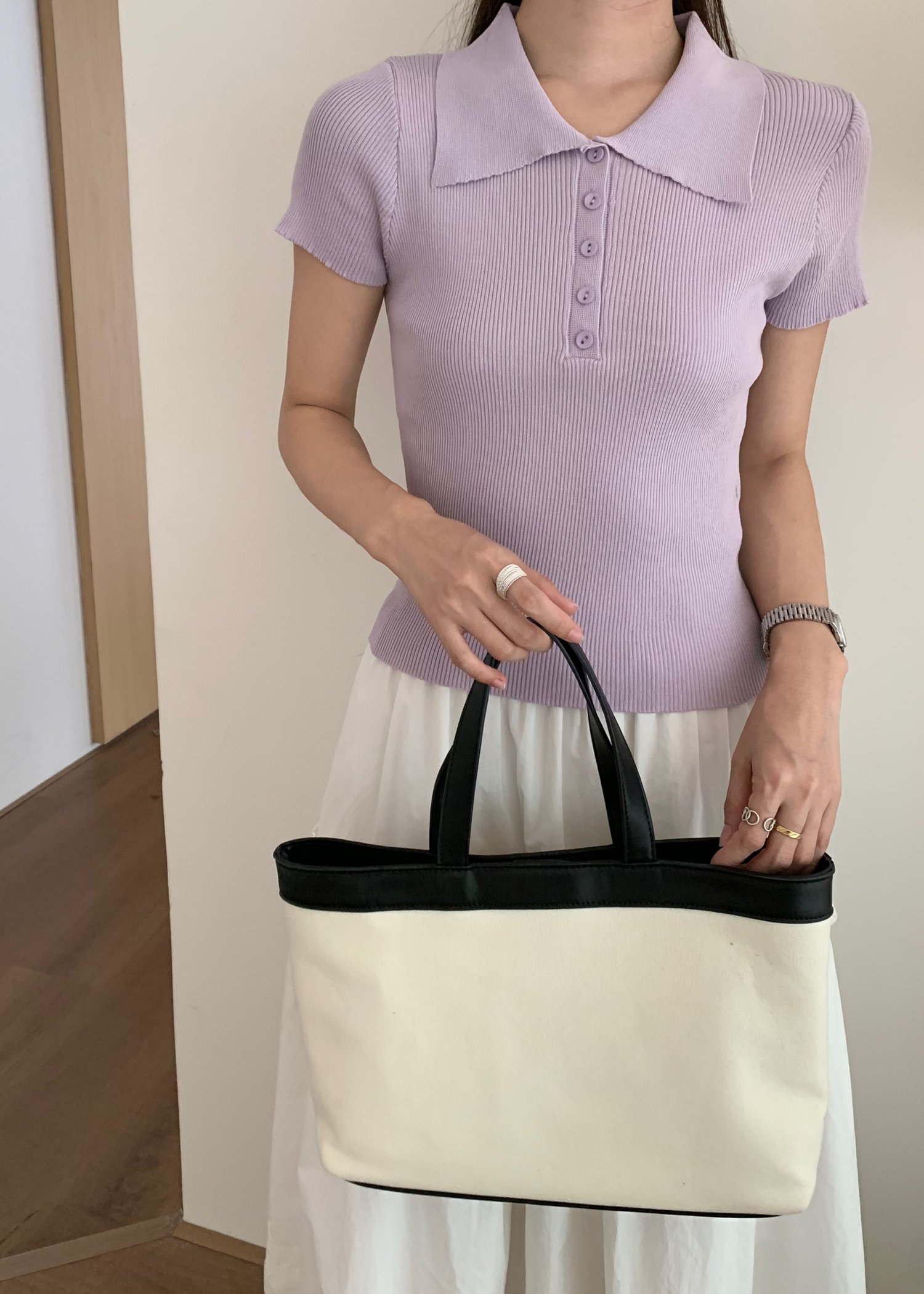 Daily Collar Basic Knit Top in Baby Yam