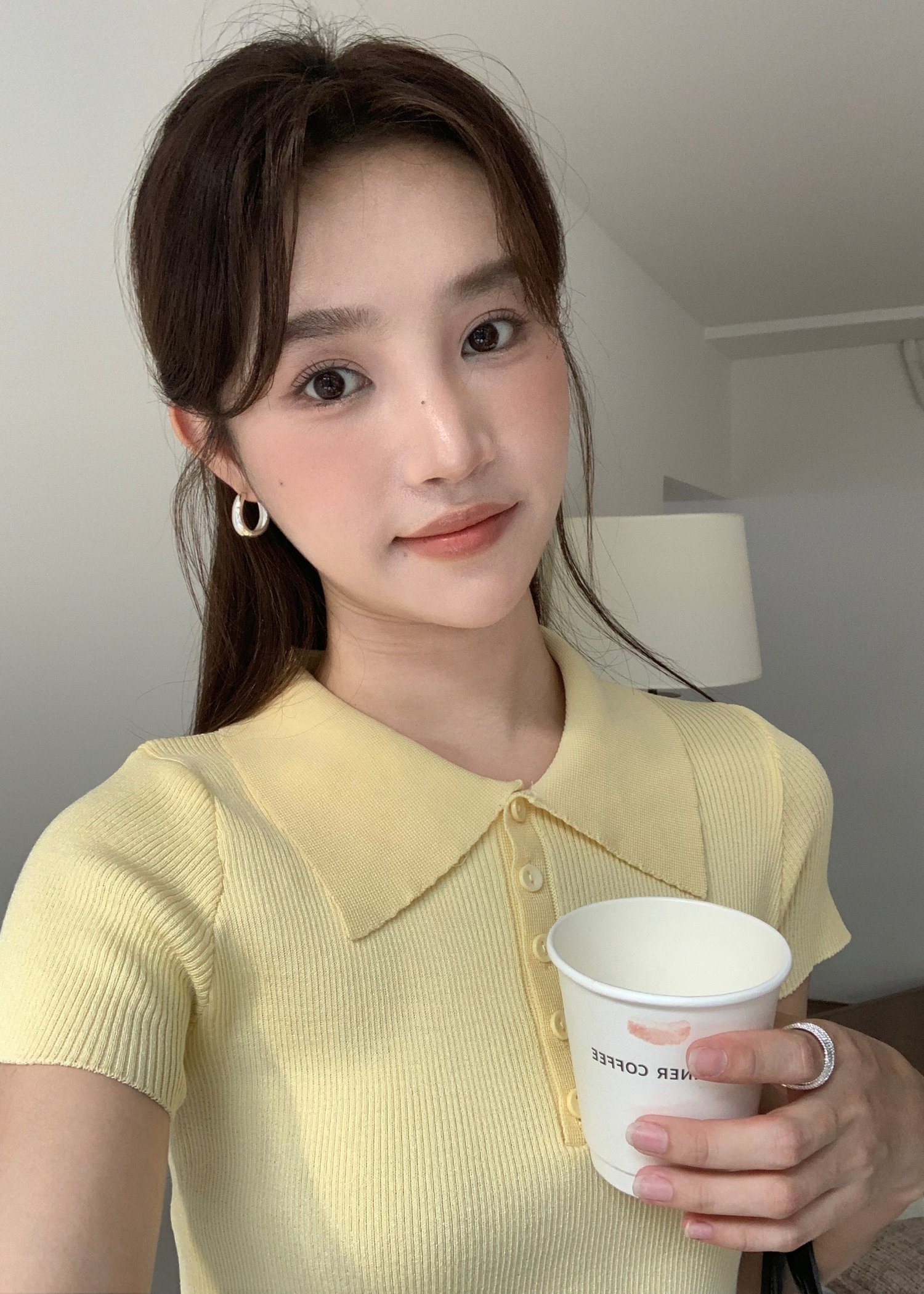 Daily Collar Basic Knit Top in Baby Yellow