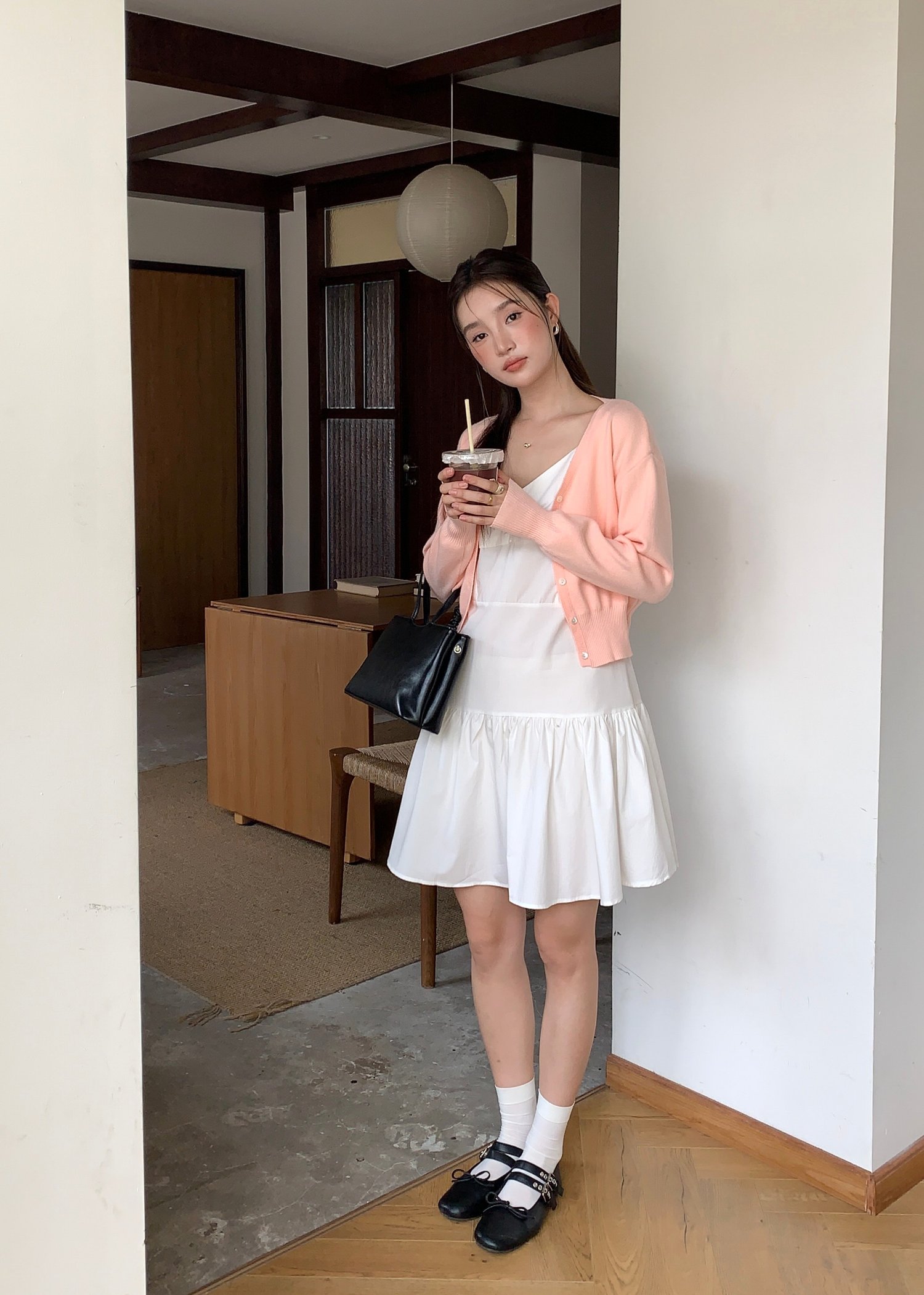 Elena Long Sleeve Knit Top in Peach