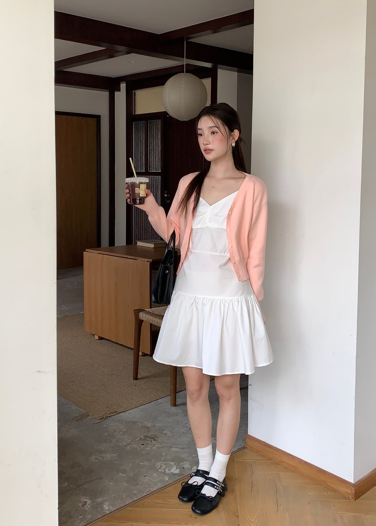 Elena Long Sleeve Knit Top in Peach