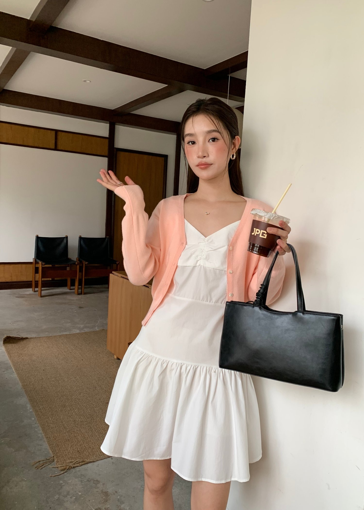Elena Long Sleeve Knit Top in Peach