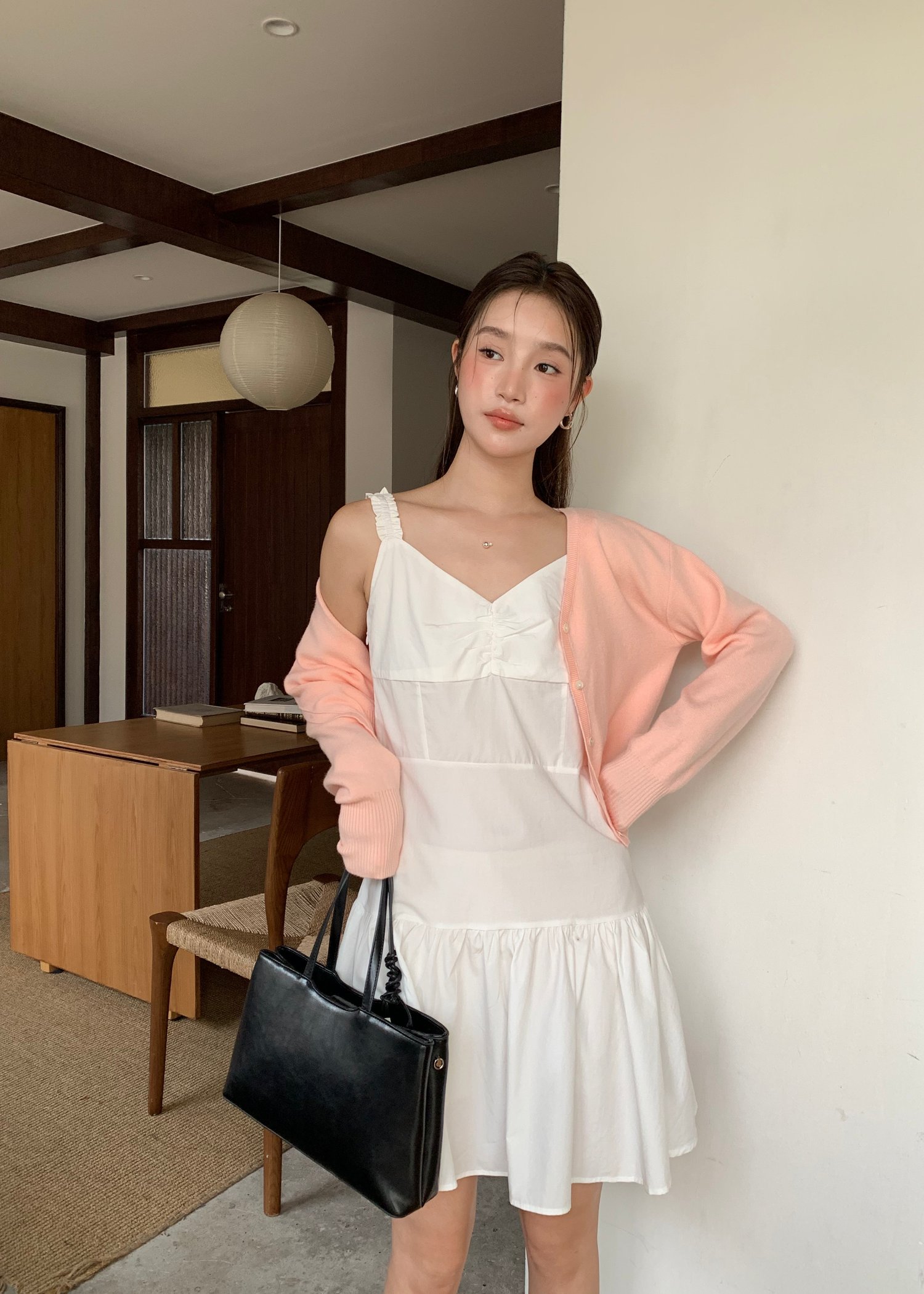 Elena Long Sleeve Knit Top in Peach