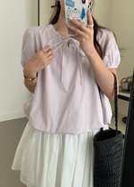 Joan Ribbon Puffy Top in Yam