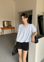 Joan Ribbon Puffy Top in Blue
