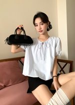 Joan Ribbon Puffy Top in Blue