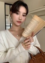 Elena Long Sleeve Knit Top in White