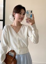 Elena Long Sleeve Knit Top in White