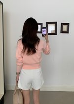 Elena Long Sleeve Knit Top in Peach