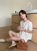Joleen Ribbon Eyelet Blouse in Butter