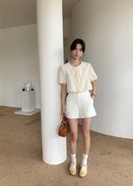 Joleen Ribbon Eyelet Blouse in Butter