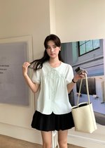 Joleen Ribbon Eyelet Blouse in Milk Green