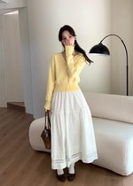 Lacey Flare Long Skirt in White
