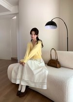 Lacey Flare Long Skirt in White