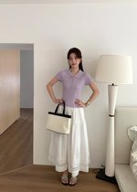 Daily Collar Basic Knit Top in Baby Yam