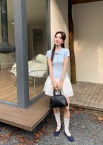 Daily Collar Basic Knit Top in Baby Blue