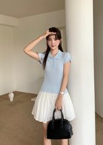 Daily Collar Basic Knit Top in Baby Blue
