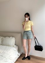 Daily Collar Basic Knit Top in Baby Yellow